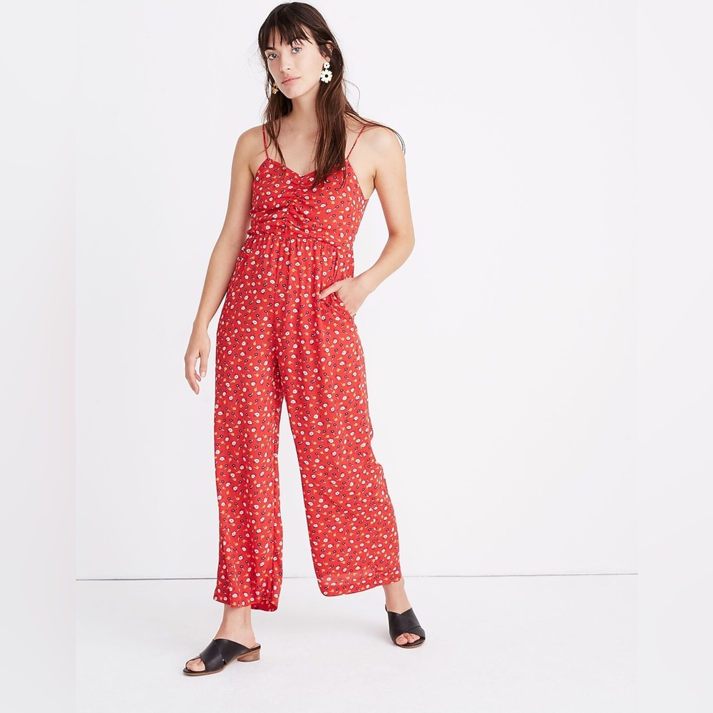 Madewell Red Floral Jumpsuit